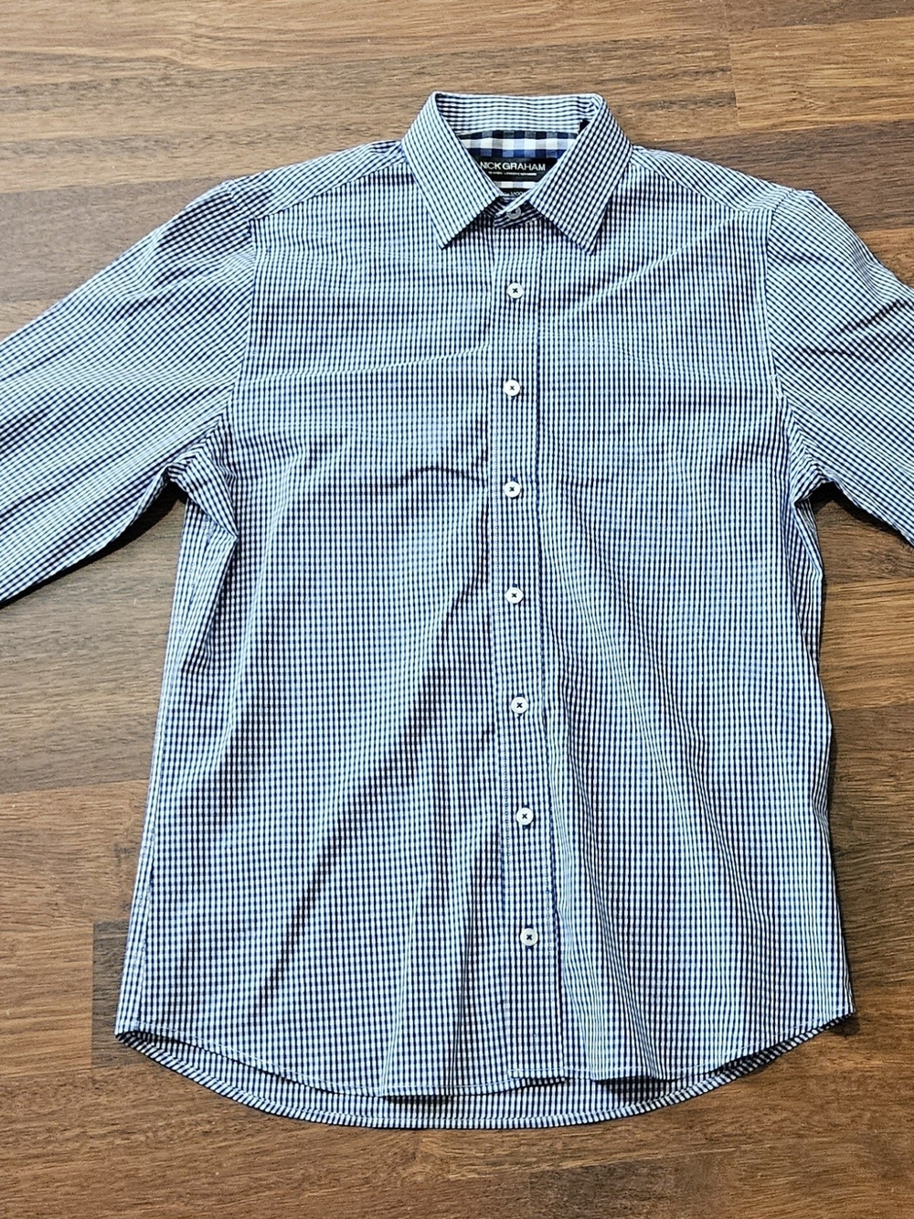 NICK GRAHAM mens everywhere long-sleeve dress shirt SIZE 14.5x33 MULTICOLOR LS3D